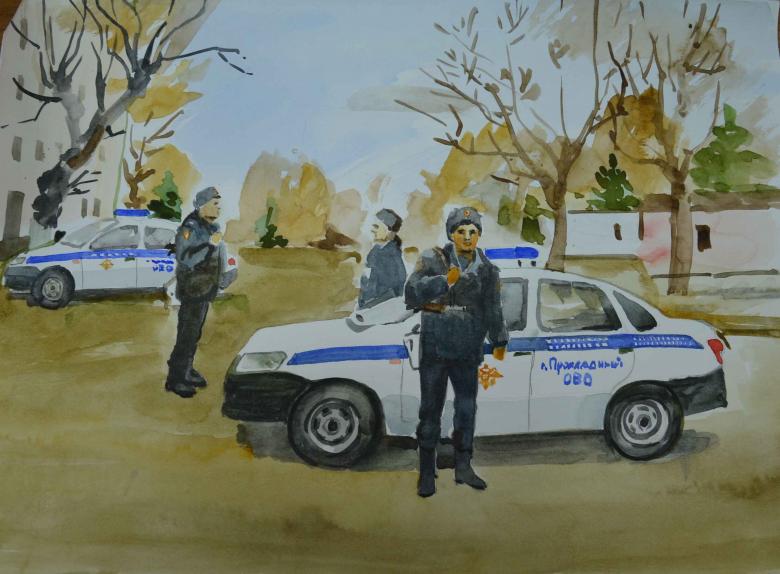 Поліцейський намальований олівцем