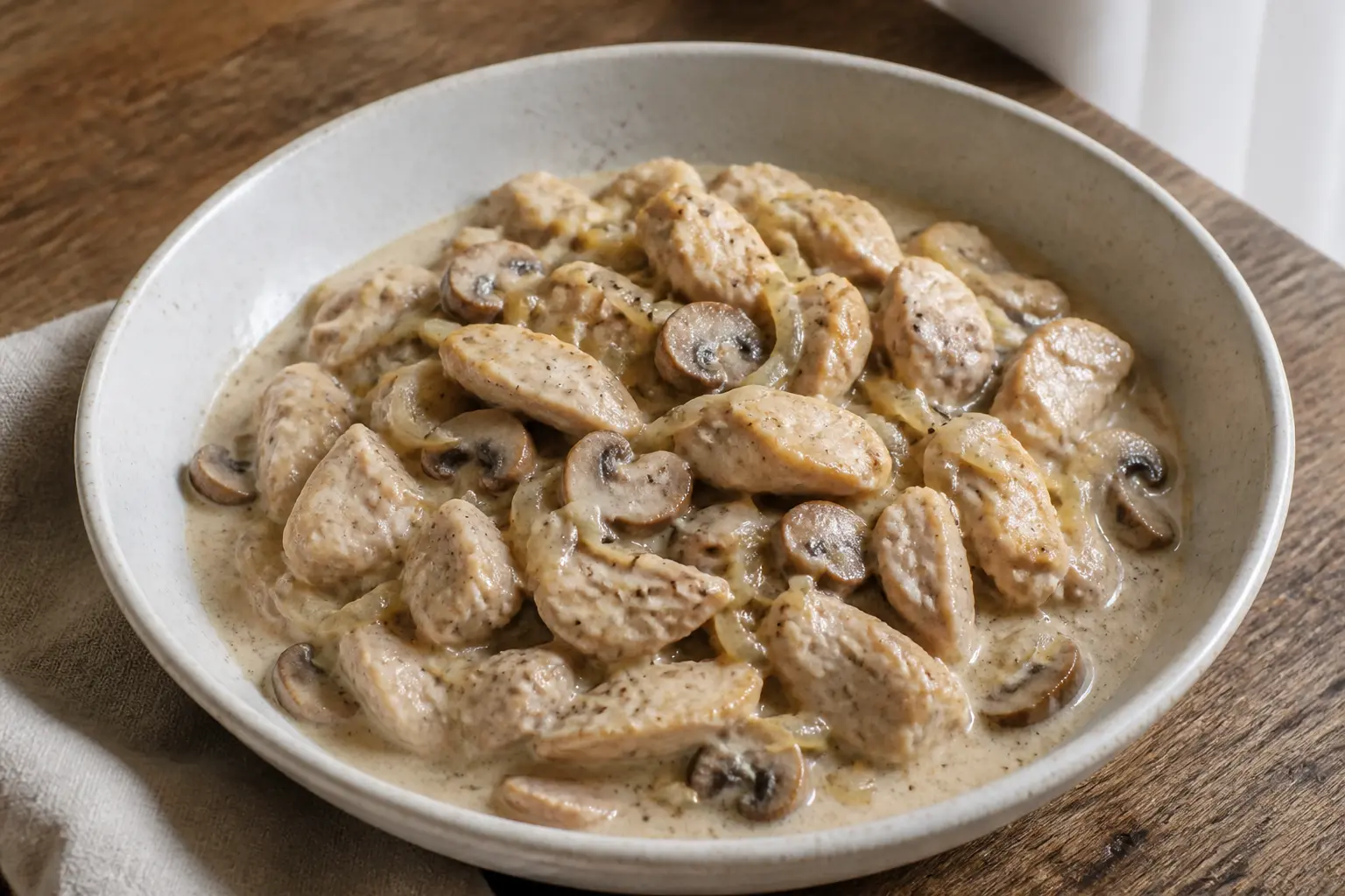 Куряча грудка з грибами в сметанному соусі