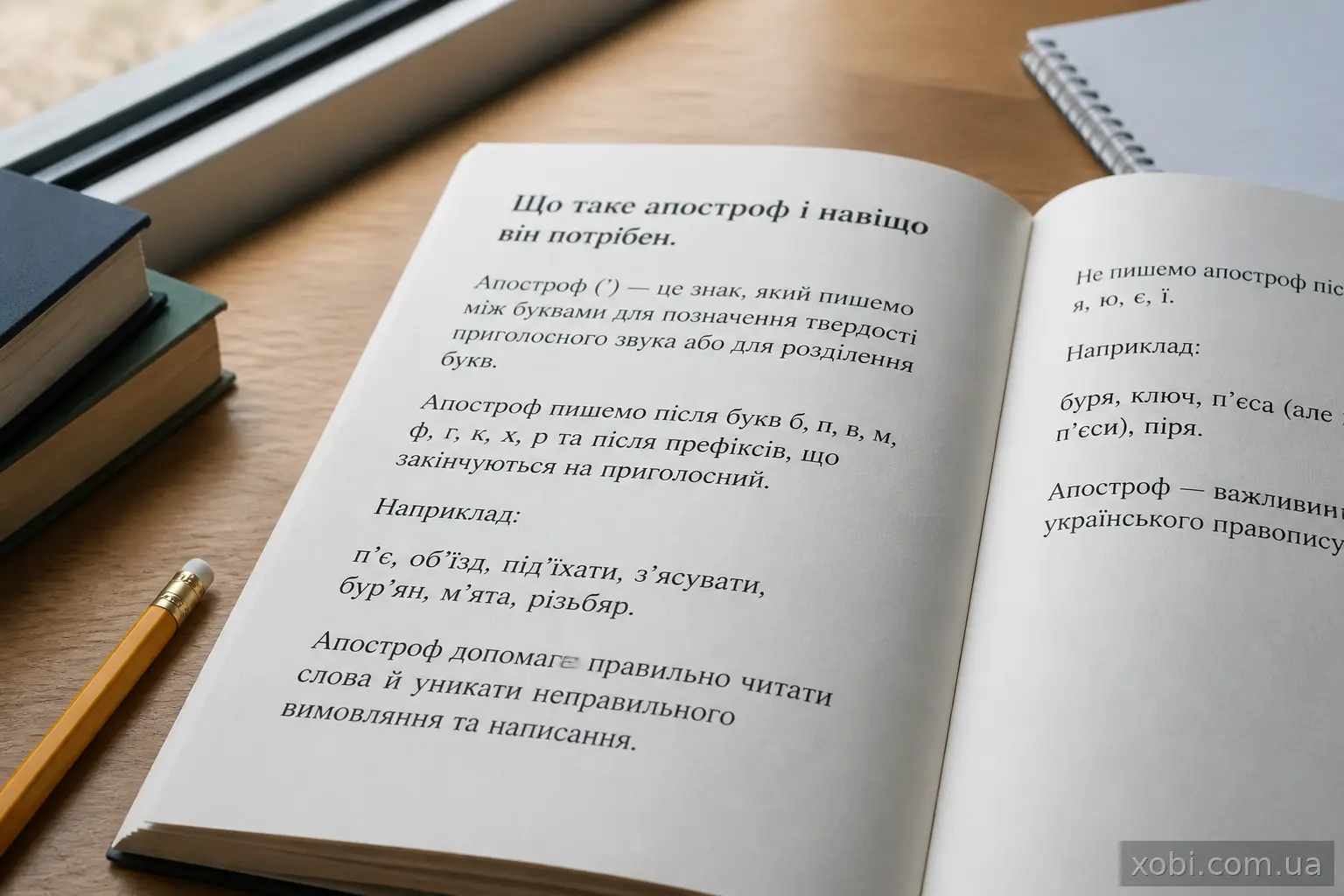 Відкритий підручник української мови на столі