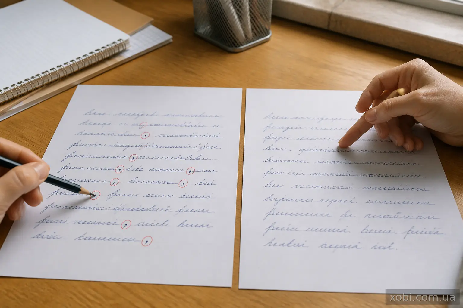 Порівняння двох речень з комами і без