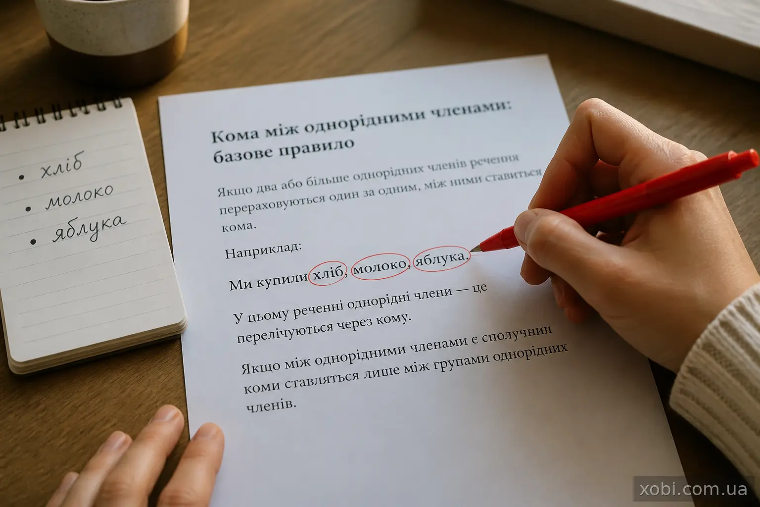 Редагування друкованого тексту з переліком, розділеним комами